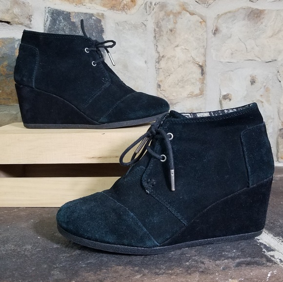 Toms Shoes - Tom's 8 Suede Black Wedges Shoes